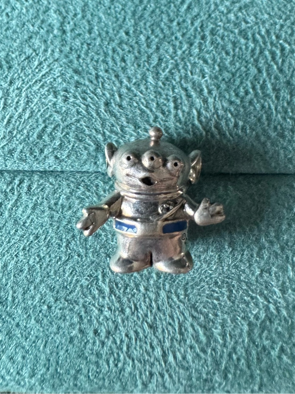Pandora Silver Three-Eyed Alien Charm with Blue Accents